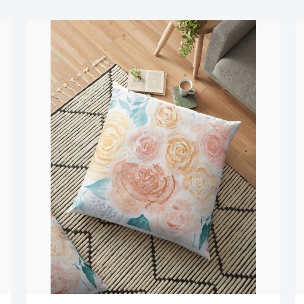 One-of-a-kind Floral 16x16 inch throw pillow cover